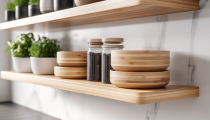 Organized Kitchen Shelves with Reusable Containers for a Sustainable Lifestyle, Zero Waste Living in Action