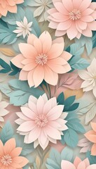 digital painting Pastel colored flowers