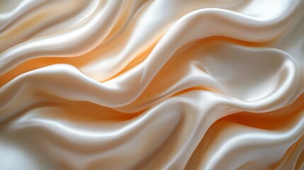Fototapeta premium Smooth cream silk fabric with elegant folds, texture and luxury concept