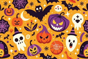 Halloween Pattern Background vector illustration .