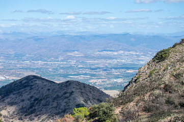 Panoramic view on Mediterranean sea and surrounding cities from Mijas peak, Andalusia, Malaga, Spain