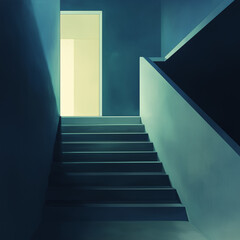 Minimalist Aesthetic: Descending the Studio Stairs Captured in Motion