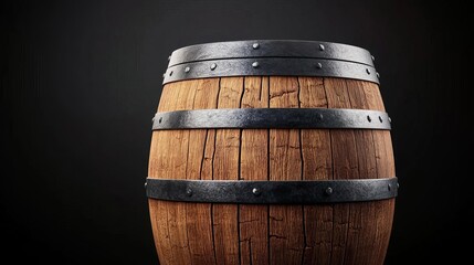 Aging wine barrel with tannins, cracked wood texture, 3D illustration