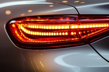 Modern car s LED brake light detail