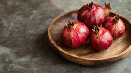 Pomegranates in a wooden bowl