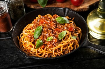 spaghetti with tomato sauce..
