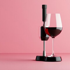 Wine aerator with red wine, tannins interaction, 3D illustration