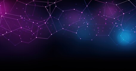 A vibrant abstract background featuring interconnected geometric shapes and glowing dots, ideal for digital designs.
