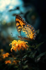 Obraz premium Butterfly on flower close up..