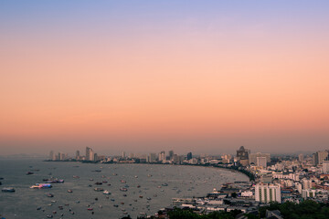 Fototapeta premium Pattaya city with sunset at thailand