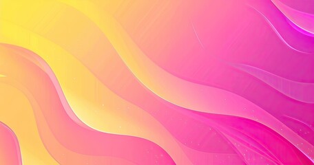 Obraz premium A vibrant abstract background featuring smooth, flowing waves in shades of yellow and pink, ideal for design projects.