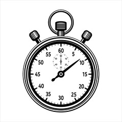 Vector stopwatch icon. Perfect timer for web and app interfaces, presentations, infographics. Black Stopwatch engraving isolated on white background. Time timer sign. 