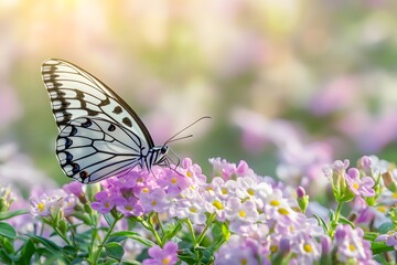 Obraz premium Close-up of a butterfly resting on a vibrant flower