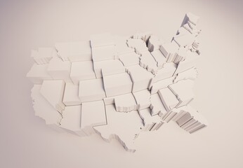 United States Of America level map white material render