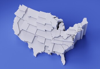 United States Of America map white material model