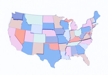 United States Of America map color material render