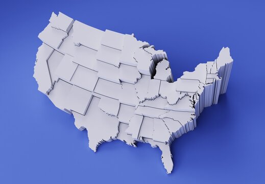 United States Of America map white material model