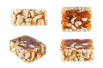 Peanuts honey rahat lokum on white isolated background