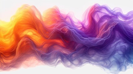 Fototapeta premium A vibrant abstract composition featuring flowing waves of orange, purple, and pink hues, evoking a sense of movement and energy.