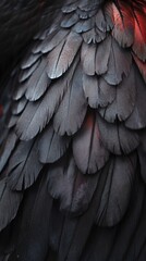 Fototapeta premium close-up of black bird feathers with