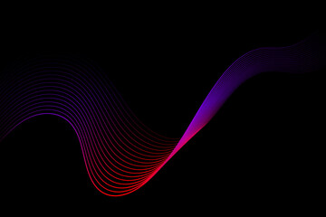 Abstract line background, dark template with gradient lines, vector illustration.