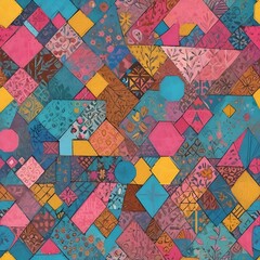 Obraz premium digital painting A colorful abstract patchwork pattern 