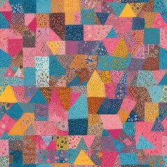 Fototapeta premium digital painting A colorful abstract patchwork pattern 