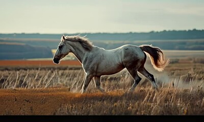 Regal horse running through an open field, Video