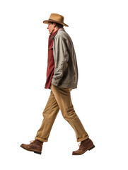 a man walking in transparent background