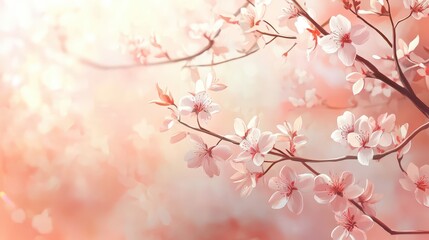 Obraz premium Delicate Spring Blossoms: Charming Illustration of Pink Cherry Flowers in Bloom