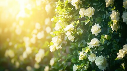 Serene Green and White Floral Wall Decor in Soft Sunlight