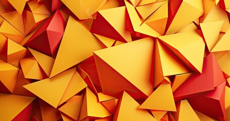 Fototapeta premium A vibrant abstract composition of yellow and orange geometric shapes, creating a dynamic and visually striking texture.