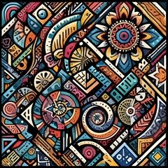 digital painting Colorful abstract geometric pattern