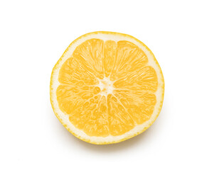 One slice lemon isolated on white background