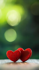 Obraz premium Romantic and cozy red hearts