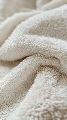 Closeup Texture of Soft, White Fluffy Towel