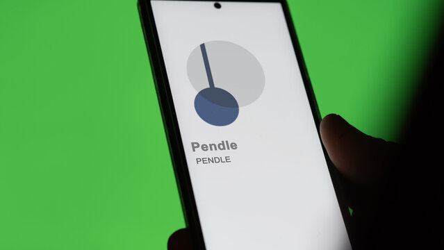 PENDLE $Pendle on the screen of an exchange. (PENDLE) Pendle price stocks, $PENDLE on a device.