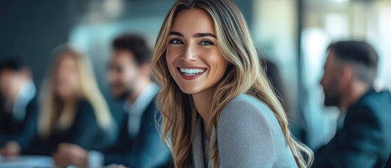 Businesswoman presenting analysis to diverse team in modern office