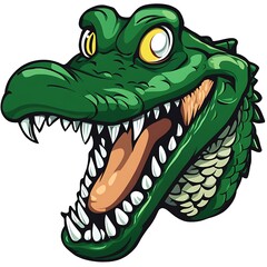 Cartoon Alligator or Crocodile with Open Mouth and Sharp Teeth