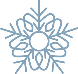 Clean and simple blue line snowflake icon on a white background, perfect for winter designs.