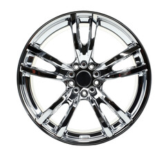Obraz premium Shiny Chrome Wheel Rim on White Background