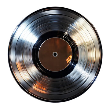 Shiny Platinum Record Award Isolated Against a Black Background