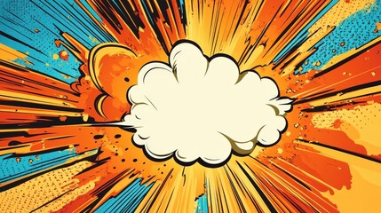 Explosive Pop Speech Bubble in Vibrant Comic Book Art Style with Intense Lines and Colorful Bursts for Dramatic Impact