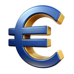 Fototapeta premium Euro currency symbol, transparent or white isolated background