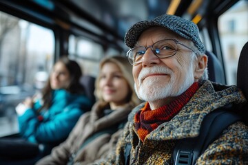 Exciting City Exploration on a Guided Tour Bus with Elderly Travelers and Local History Insight