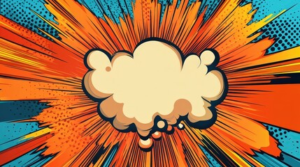 Explosive Comic Art Background with Bursting Speech Bubble Frame for Dramatic Effect