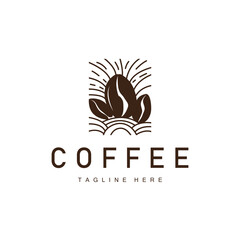 Coffee Shop Logo, Black Coffee Bean Design Vector Drink Simple Symbol Illustration Template