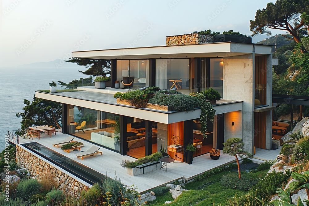 Wall mural Modern Villa with Ocean View