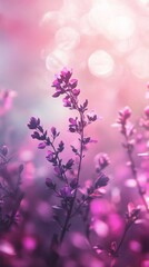 Obraz premium Delicate pink and purple flowers in soft focus with dreamy bokeh background