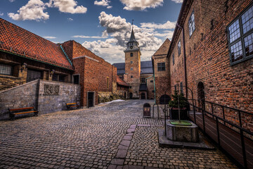 Oslo - February 12 2023: The historical epic fortress of Akershus i Oslo, Norway